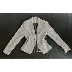 Worthington Women’s Houndstooth Blazer Jacket Black White Size 10 Career Office